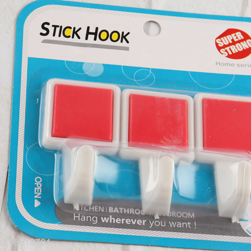 Wholesale 3pcs stick on wall hooks kitchen bathroom adhesive hooks