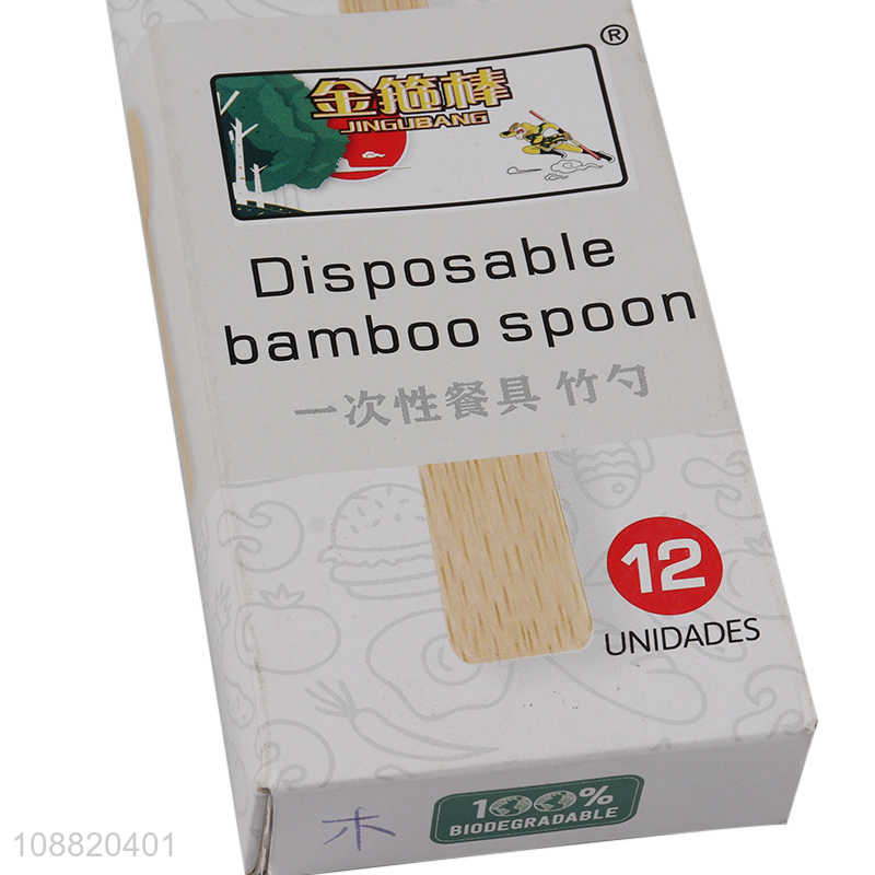 Hot selling 12pcs disposable bamboo spoon for tableware