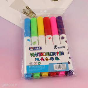 New arrival 6 colors water color pens with stamp for children