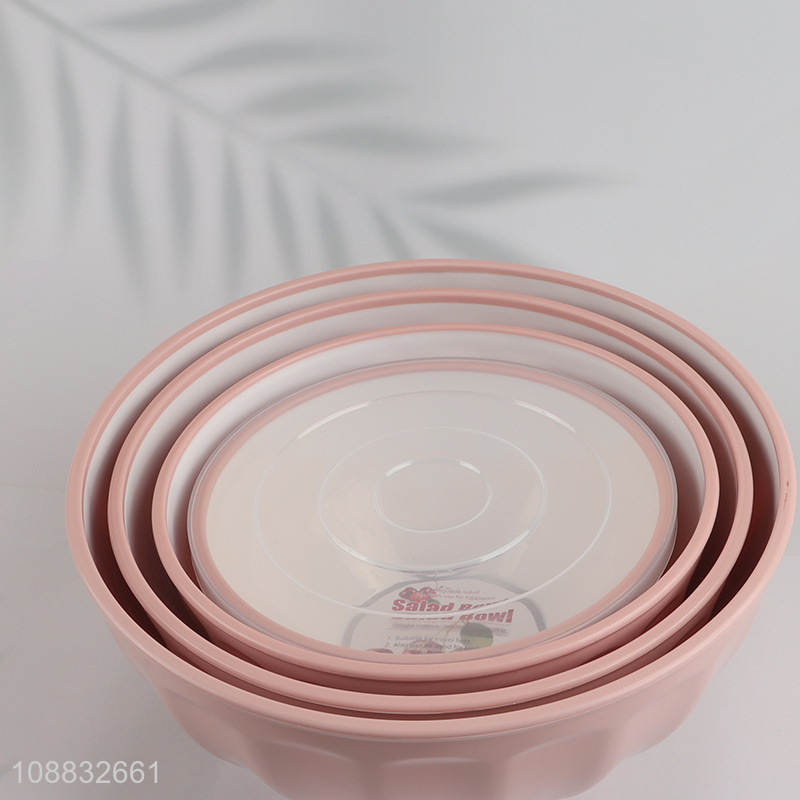 Good quality reusable food grade plastic salad bowl with lid