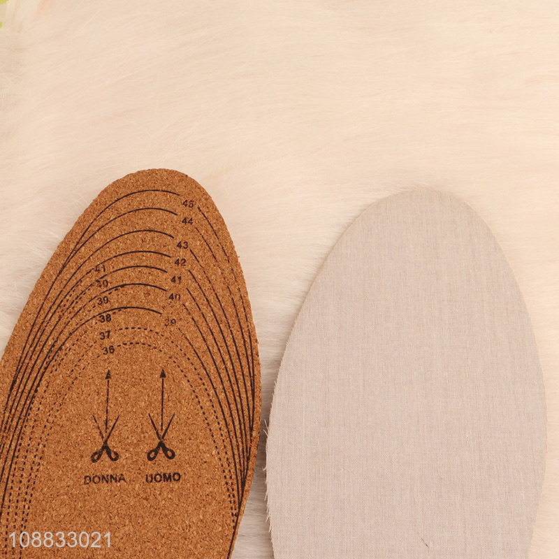 Hot selling thin moisture wicking insoles cotton cork insoles