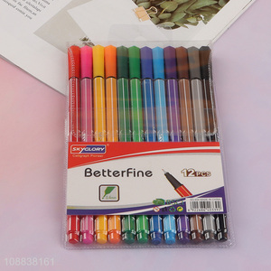 Hot selling 12pcs fine tip markers for kids drawing coloring