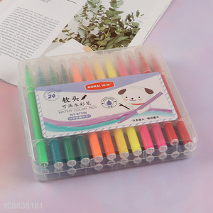 <em>Wholesale</em> 24 colors soft tip washable watercolor pens for kids