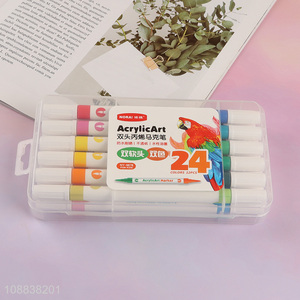 Wholesale 24 colors double tip acrylic paint markers for <em>painting</em>