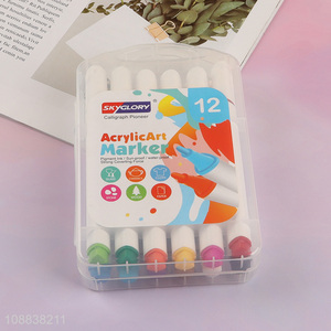 Wholesale 12 colors acrylic paint markers for stone paper cloth