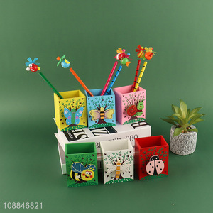 China factory cartoon wooden students pen holder for sale