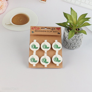 Low price 6pcs round wooden clip set for school office