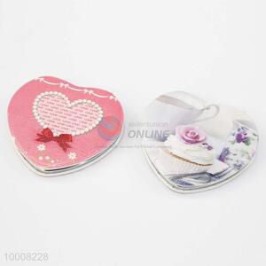 Heart Shaped Double Sides Printed <em>Cosmetic</em> <em>Mirror</em>