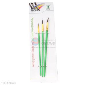 Wholesale 3 Pieces Green Handle Painting Brushes for Drawing Outline Set