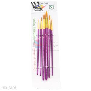 Wholesale 6Pieces Purple Handle Artist Brush