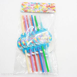 Birthday Supplies 12pcs/bag <em>Party</em> Time Multicolor Plastic Drinking Straw
