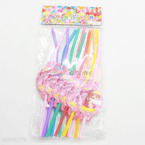 Colorful 12pcs/bag Plastic Drinking Straw Birthday Supplies