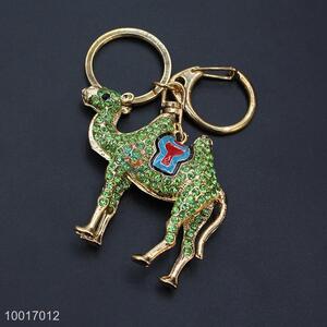 Hot sale green rhinestone camel key chain
