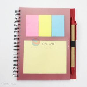 Wholesale Factory Outlet Red Notebook with Colourful Stick Note Pad and Pen