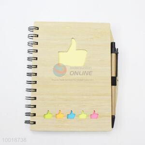 New Design High Quality Wood The Thumb Pattern Notebook With Pen/Stick Note Pad