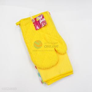Wholesale 3 pieces heat-resistant kitchen oven mitt with towel