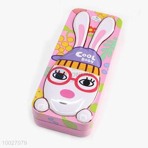 Hot Sale Lovely Children Rabbit Cartoon Iron With Inner Pen/Pencil Box