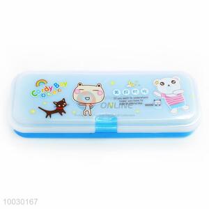 Cartoon Bear Pattern Green Transparent Platic Pencil Box