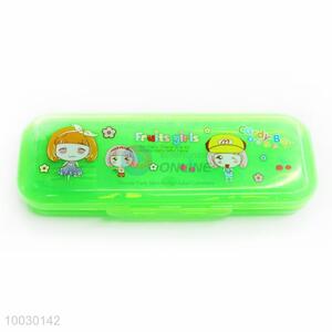 Fruits Girl Green Transparent Plastic Pencil Box