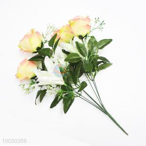 7 Heads Lily and Rose Artificial Flower For Home Decoration