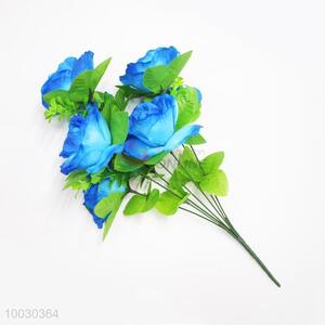 9 Heads Blue Rose Artificial Flower For Home Decoration
