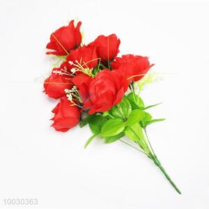 12 Heads Red Rose Artificial Flower For Home Decoration