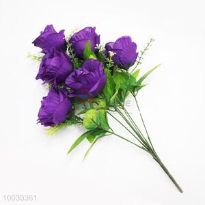 9 Heads Purple Rose Artificial Flower For Home Decoration