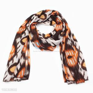 Wholesale Cheap Price Brown Dots Dacron and Spandex Scarf