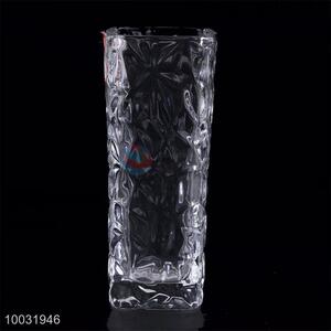 Hot Sale Salt Flowers Style Glass Bottle Square Straight Crystal Vase