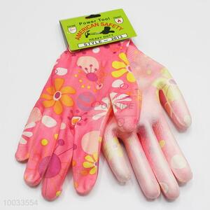 Floral 8 Cun Nylon&PU Antistatic Protective Working/Safety Gloves