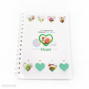 Spiral Binding Paper Notebook with Heart Shaped Die-Cut PP cover