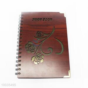Rose Pattern Wood Cover Notebook/Memo