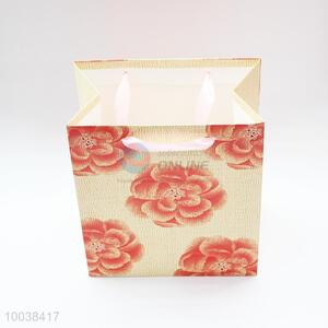 23*18*10cm Orange Flower Pattern Gift Bag/Paper Bag