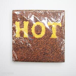 Yellow Hot Coffee Bean Pattern Square Napkin
