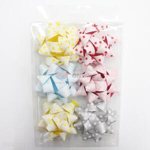 3Inch Hot Sale Cute Colourful Gift Ribbon, Star Bows with Dots for Decoration