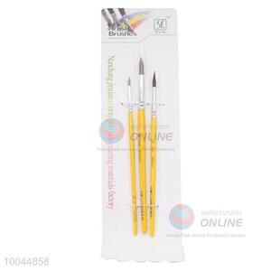 Pointed Head Artist Brush with Long Yellow Handle, 3Pieces/Set Art Paintbrush