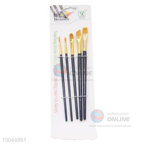 Wholesale Different Shapes Professional Artist Paintbrush with Long Black Wooden Handle, Utility 5Pieces/Set