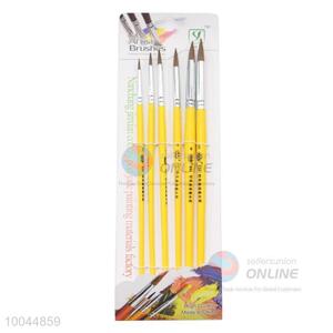 Pointed Head Artist Brush with Long Yellow Handle, 6Pieces/Set Art Paintbrush