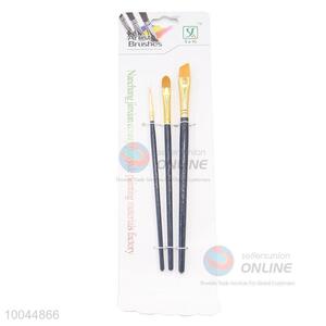Utility 3Pieces/Set Professional Artist Paintbrush in Different Shapes with Long Black Wooden Handle