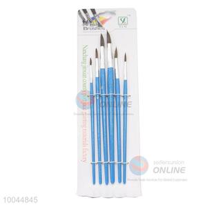 6Pieces/Set Pointed Head Artist Brush, Art Paintbrush with Blue Wooden Handle