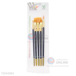 Utility Different Shapes Professional Artist Paintbrush with Long Black Wooden Handle, Utility 5Pieces/Set