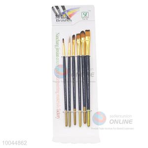 Hot Sale Different Shapes Professional Artist Paintbrush with Long Black Wooden Handle, Utility 6Pieces/Set