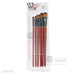 6Pieces/Set Flat Head Professional Artist Paintbrush with Purplish Red Wooden Handle