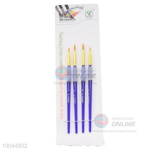 New Design Pointed Head Artist Brush with Long Blue Handle, 4Pieces/Set Art Paintbrush