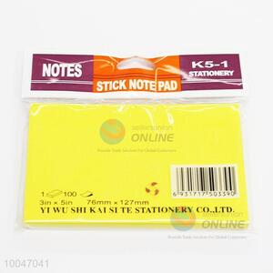 Yellow color 76*127mm 3in*5in sticky notes pad self adhesive memo pads paper notes