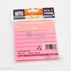 Pink color 76*76mm 3in*3in square shaped memo pad sticky notes