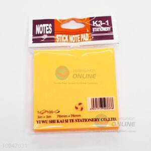 Orange color 76*76mm 3in*3in wholesale stationery sticky notes