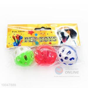 3Pcs Pet Dog Cat Plastic Ball Bell Toy