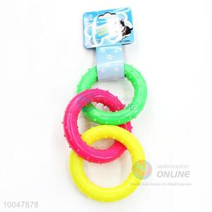 Rubber Dog Bite Toy 3 Color Rings TPR Pet Toy
