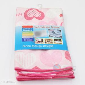 Hot Sale 40*45cm Pink Polyester <em>Cleaning</em> <em>Towel</em> with the Pattern of  Hearts